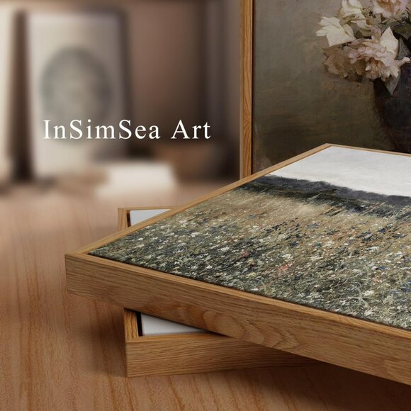 Framed Canvas Wall Art, Landscape Art, Meadow with Flowers, Modern Farmhouse Dec - Picture 2 of 7